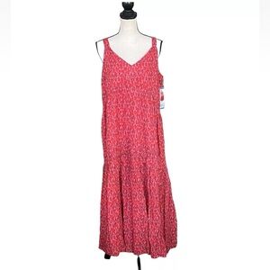 Joie Tiered Maxi Dress Size Large Tea Rose Red Sleeveless NWT